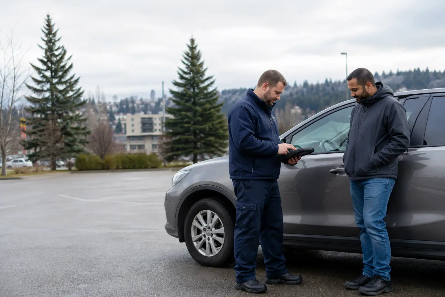 Automotive locksmith helping a driver in Terrace